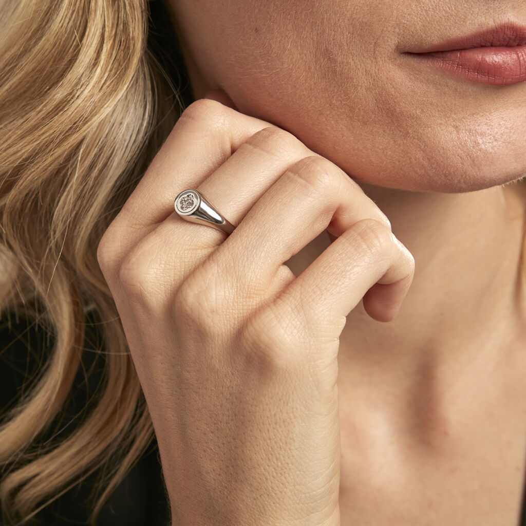 Chevalière Chesley Argent Blanc Oxyde De Zirconium - Chevalières Femme | Histoire d’Or