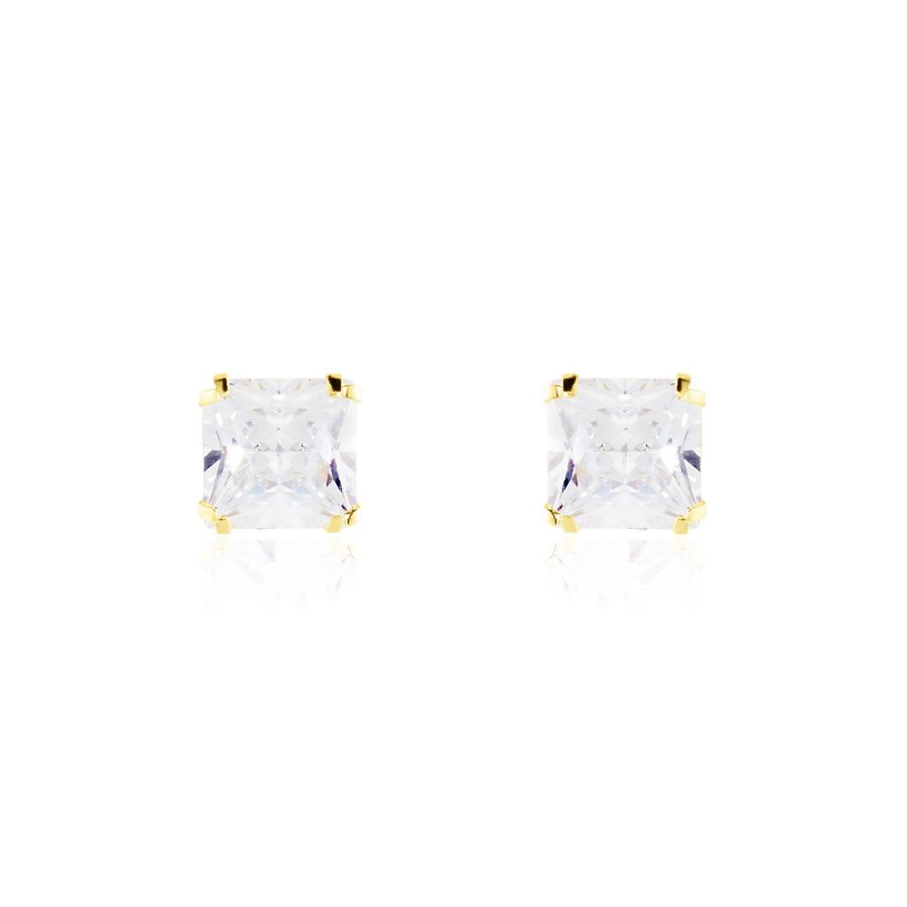 Boucles D'oreilles Puces Or Jaune Doreen Oxydes De Zirconium - Clous d'oreilles Famille | Histoire d’Or