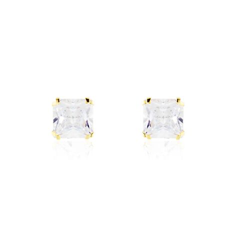 Boucles D'oreilles Puces Or Jaune Doreen Oxydes De Zirconium - Clous d'oreilles Famille | Histoire d’Or
