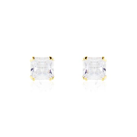 Boucles D'oreilles Puces Or Jaune Doreen Oxydes De Zirconium - Clous d'oreilles Famille | Histoire d’Or