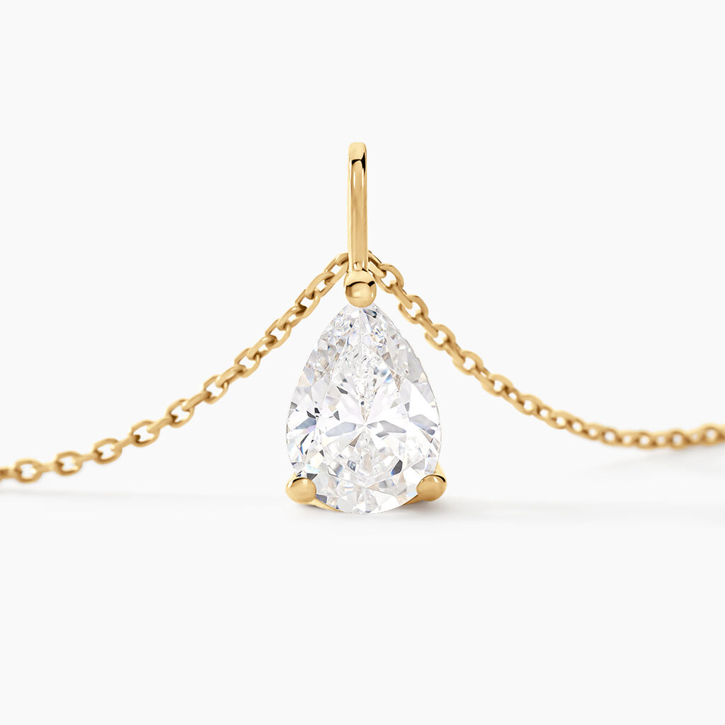 Collier Goutte Or Jaune Oxyde De Zirconium - Colliers Femme | Histoire d&rsquo;Or