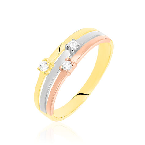 Bague Superposition Or Tricolore Diamant - Bagues avec pierre Femme | Histoire d’Or