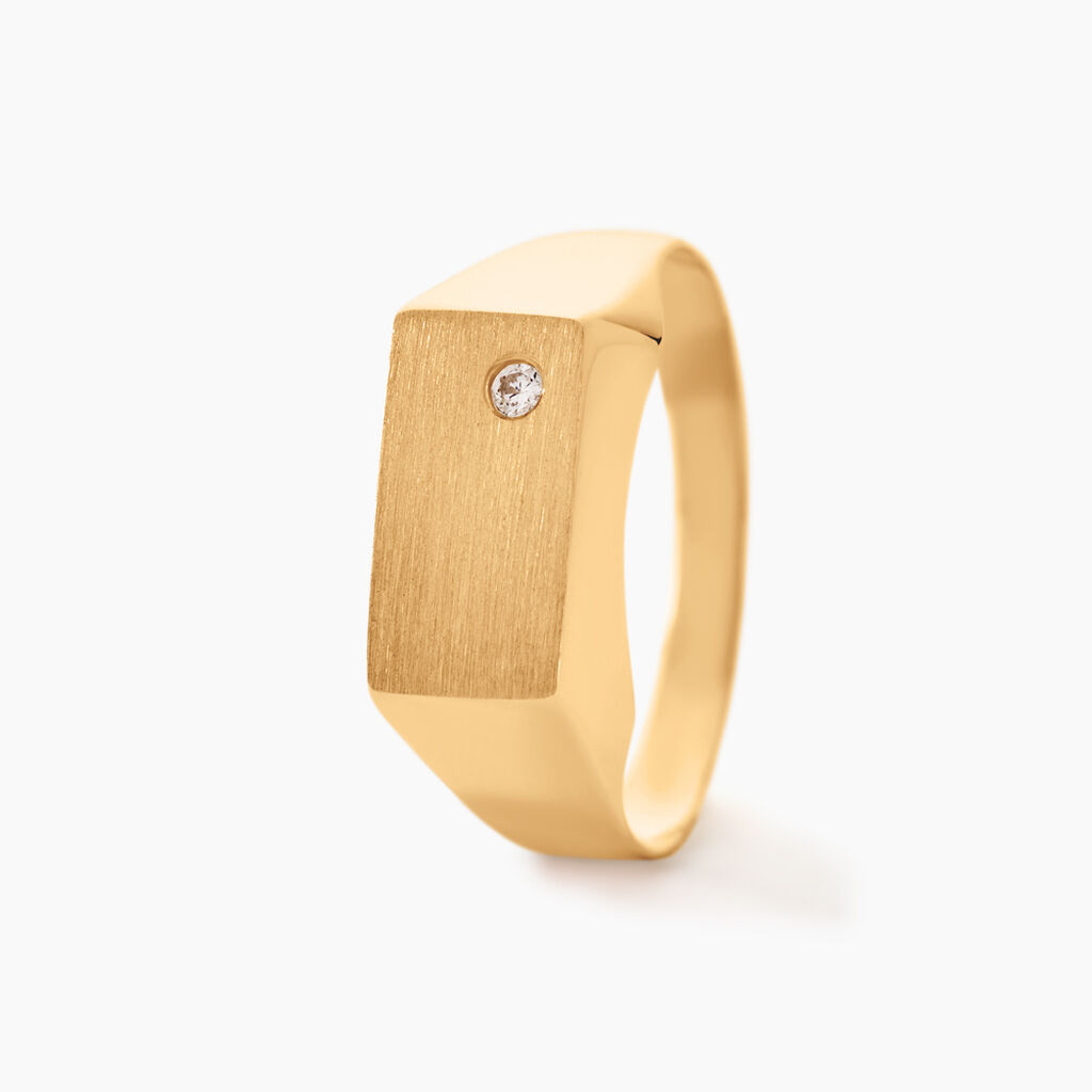 Chevalière Leyton Rectangle Or Jaune Oxyde De Zirconium - Chevalières Homme | Histoire d’Or