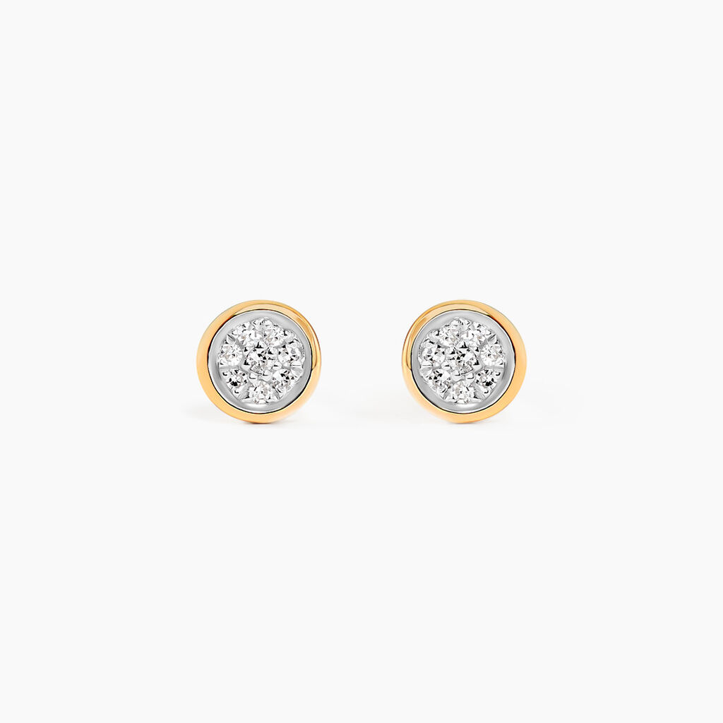 Boucles D'oreilles Puces Or Jaune Diamants - Clous d'oreilles Femme | Histoire d&rsquo;Or