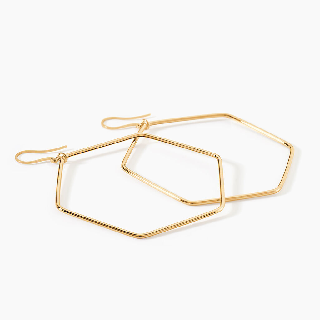 Cr&eacute;oles Roseane Hexagone Or Jaune - Boucles d'oreilles cr&eacute;oles Femme | Histoire d&rsquo;Or