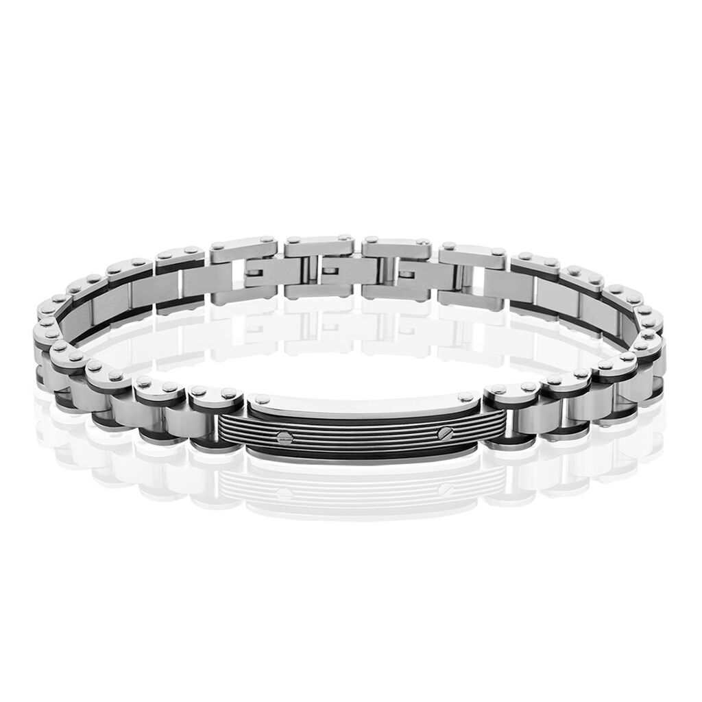 Bracelet Identite Acier Blanc Et Noir Blas - Bracelets Homme | Histoire d’Or