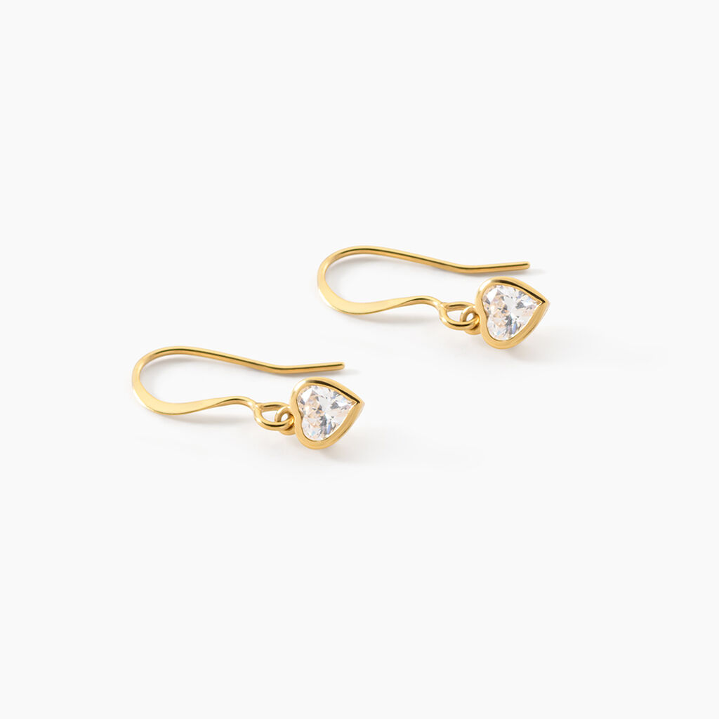 Boucles D'Oreilles Pendantes Gredel Argent Dor&eacute; A L'Or 750/1000 Oxyde De Zirconium - Boucles d'oreilles fantaisie Femme | Histoire d&rsquo;Or
