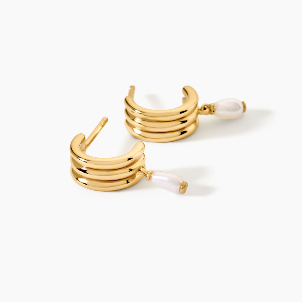 Cr&eacute;oles Claude Argent Dor&eacute; A L'Or 750/1000 Perle De Culture - Boucles d'oreilles cr&eacute;oles Femme | Histoire d&rsquo;Or