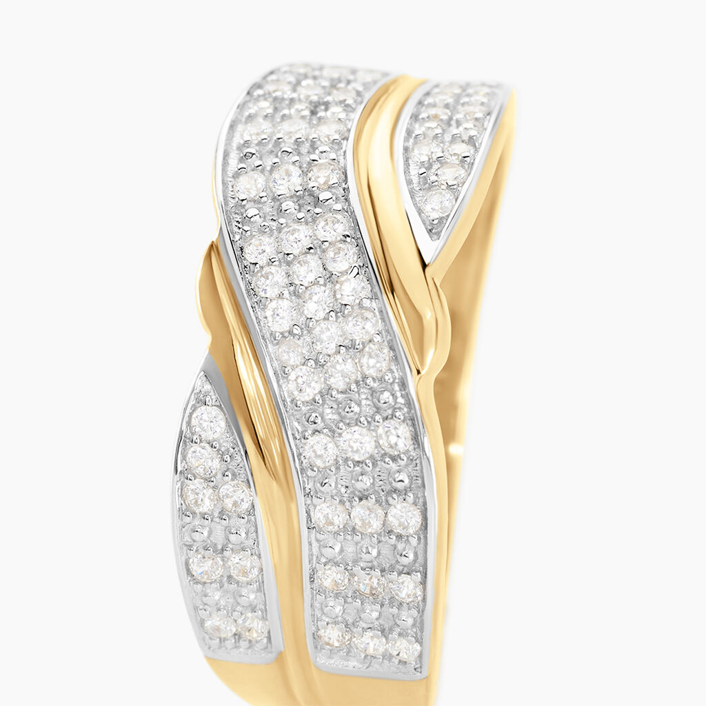 Bague Bandeau Or Jaune Oxyde De Zirconium - Bagues avec pierre Femme | Histoire d’Or