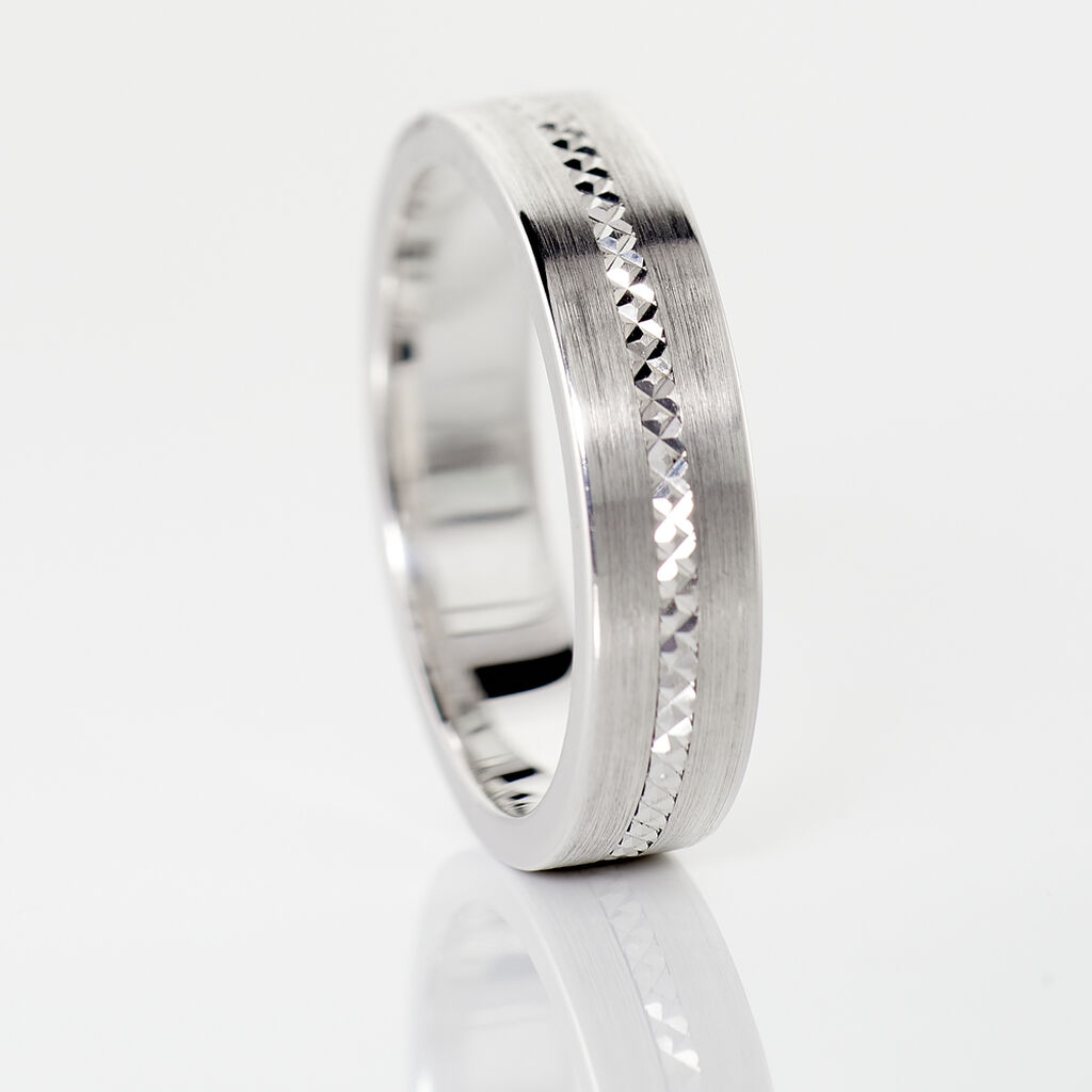 Alliance Nelcie Ruban Plat Argent Blanc - Alliances Famille | Histoire d&rsquo;Or