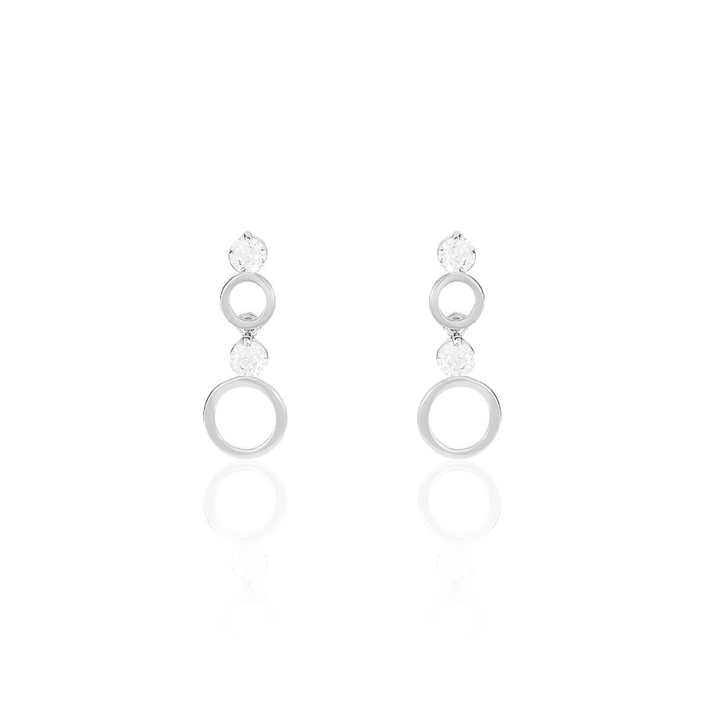 Boucles D'oreilles Puces Wynona Or Blanc Oxyde - Boucles d'oreilles pendantes Femme | Histoire d’Or