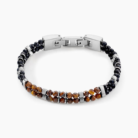 Bracelet Jourdan Acier Blanc Agate Oeil De Tigre - Bracelets Homme | Histoire d&rsquo;Or