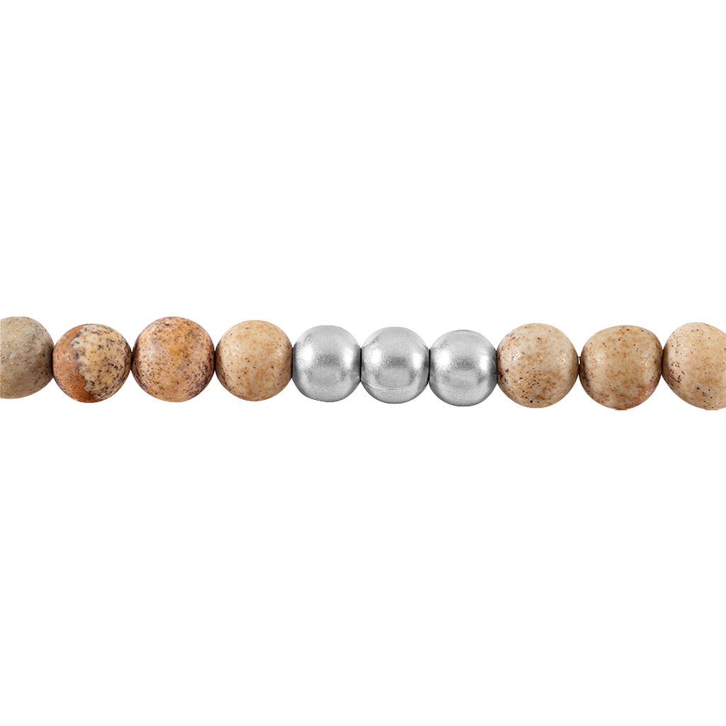 Bracelet Adonis Acier Blanc Jaspe Africain - Bracelets Homme | Histoire d’Or