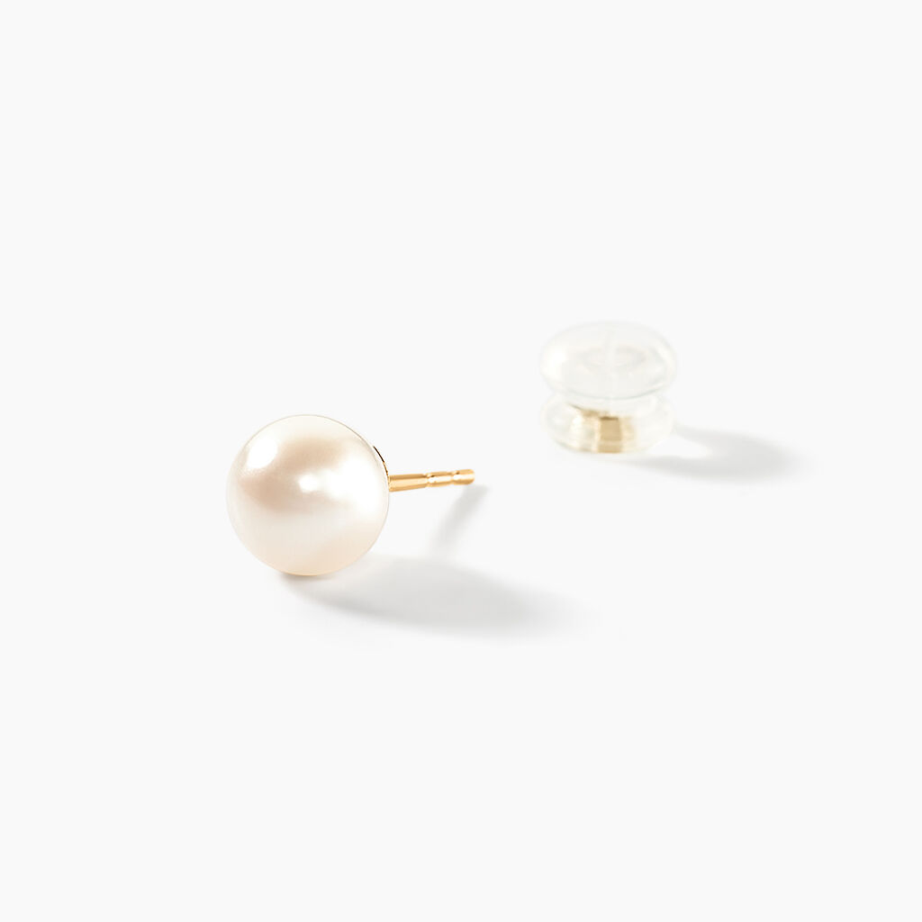 Boucles D'oreilles Puces Suki Or Jaune Perle De Culture - Clous d'oreilles Femme | Histoire d’Or