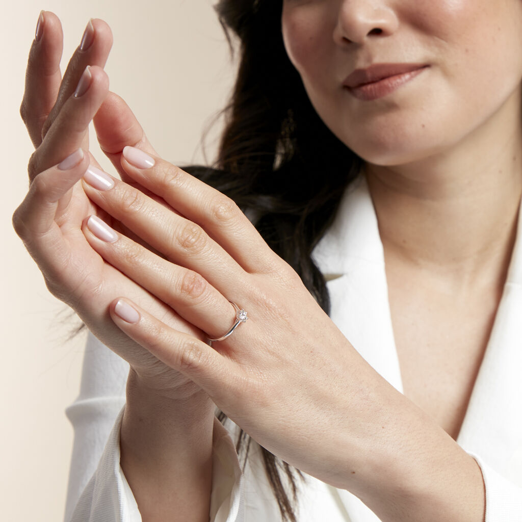 Bague Athena Or Blanc Diamant - Bagues solitaires Femme | Histoire d’Or