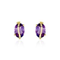Boucles D'oreilles Puces Or Jaune Prudencia Améthystes
