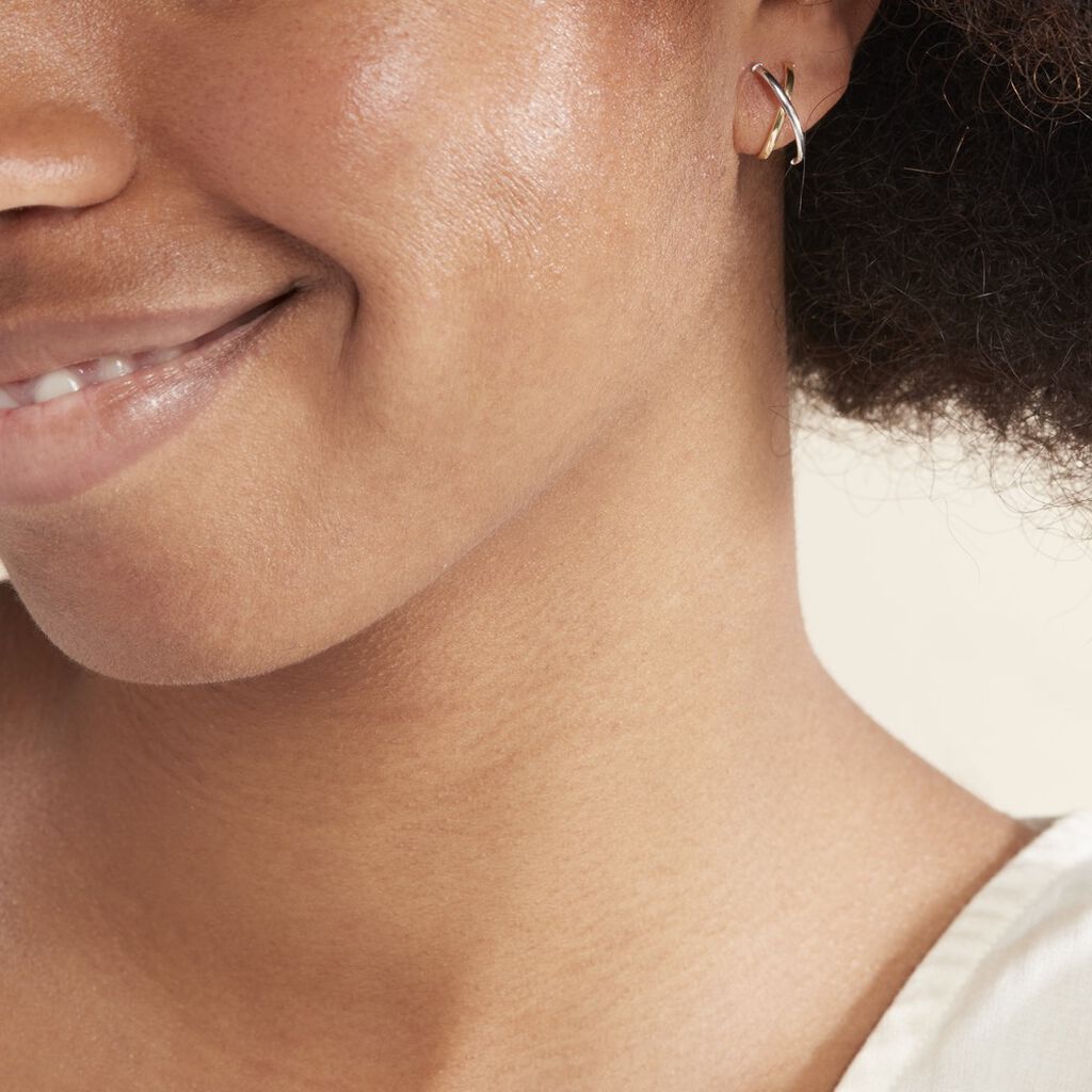 Créoles Bleona Or Bicolore - Boucles d'oreilles créoles Femme | Histoire d’Or