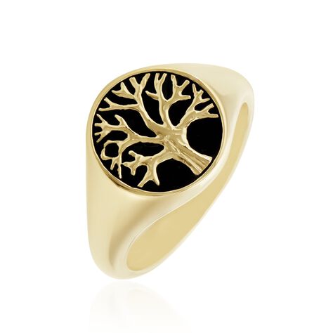 Chevaliere Plaqué Or Jaune Fiken Email - Bagues Arbre de vie Homme | Histoire d’Or