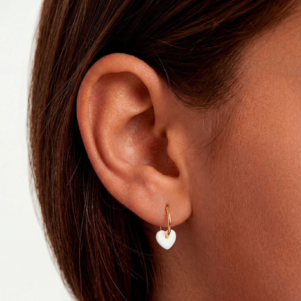 Creoles Or Jaune Vicenze Nacre - Boucles d'oreilles cr&eacute;oles Enfant | Histoire d&rsquo;Or