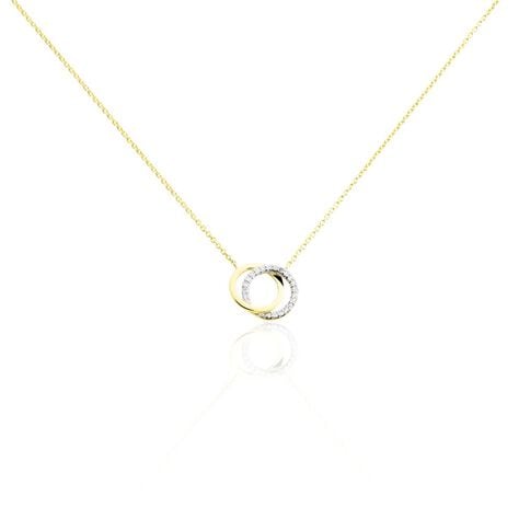 ABSOLU Damen Collier Gold Bicolor 375 (9 Karat) Diamant Wei&szlig; 0,07 ct Kreis - Colliers Femme | Histoire d&rsquo;Or