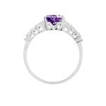 Bague Or Blanc Fany Am&eacute;thyste Oxydes De Zirconium - Bagues solitaires Femme | Histoire d&rsquo;Or