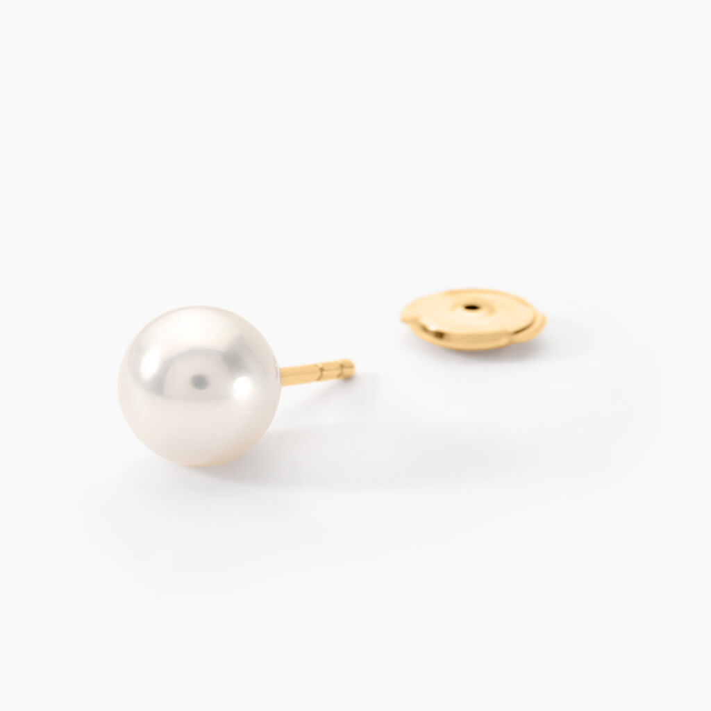 Boucles D'oreilles Puces Akoya Or Jaune Perle De Culture D'akoya - Clous d'oreilles Femme | Histoire d’Or