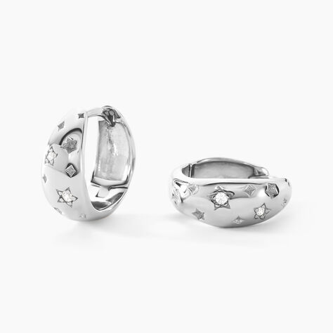 Créoles Astre Precieux Argent Blanc Oxyde De Zirconium - Boucles d'oreilles créoles Femme | Histoire d’Or