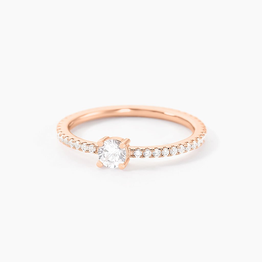 Bague Solitaire Ursi Argent Rose Oxyde De Zirconium - Bagues solitaires Femme | Histoire d&rsquo;Or