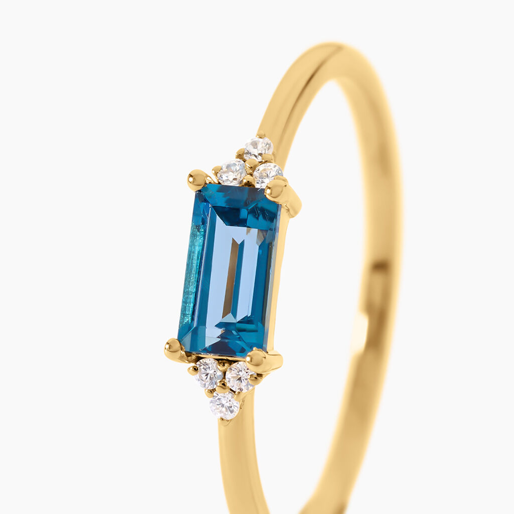 Bague Lavonne Argent Dor&eacute; A L'Or 750/1000 Topaze Oxyde De Zirconium - Bagues solitaires Femme | Histoire d&rsquo;Or