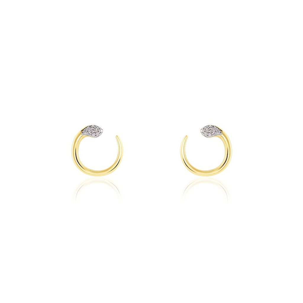 Boucles D'oreilles Puces Snake Or Jaune Diamant - Clous d'oreilles Femme | Histoire d’Or