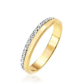 Alliance Fantaisie Diamantee Ruban Plat Or Bicolore - Alliances Femme | Histoire d’Or