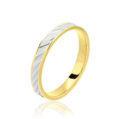 Alliance Raye Mat Ruban Plat Or Bicolore - Alliances Unisex | Histoire d&rsquo;Or