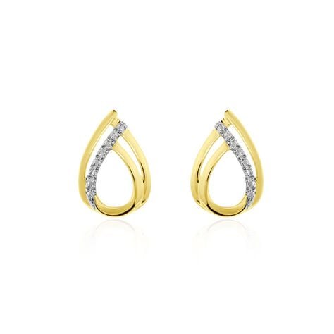Boucles D'oreilles Puces Marilynn Or Bicolore Diamant Blanc - Clous d'oreilles Femme | Histoire d’Or