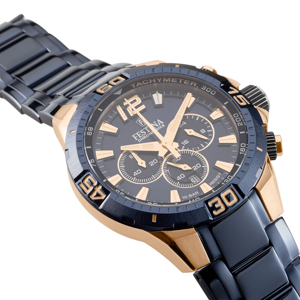 Montre Chrono Bike Bleu - F&ecirc;te des p&egrave;res Homme | Histoire d&rsquo;Or