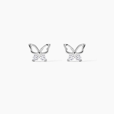 Boucles D'oreilles Puces Cyprian Argent Blanc Oxyde - Boucles d'oreilles fantaisie Femme | Histoire d&rsquo;Or