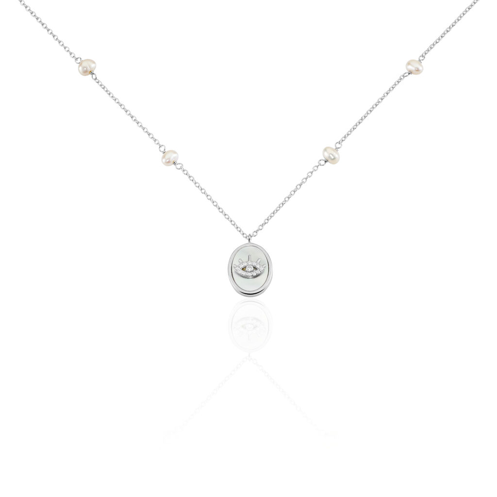 Collier Argent Glad Perles De Culture Nacre Oxydes De Zirconium - Colliers fantaisie Femme | Histoire d&rsquo;Or