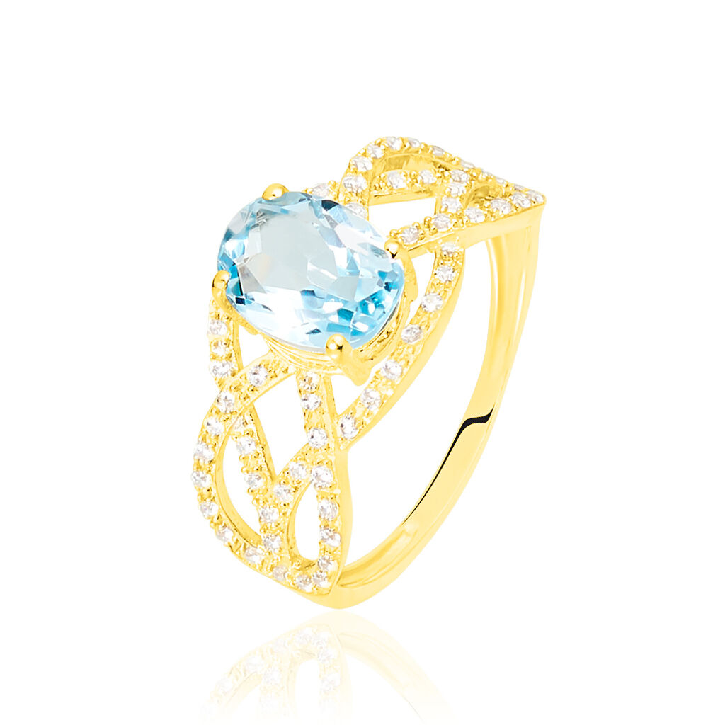 Bague Tina Or Jaune Topaze Et Oxyde De Zirconium - Bagues solitaires Femme | Histoire d&rsquo;Or