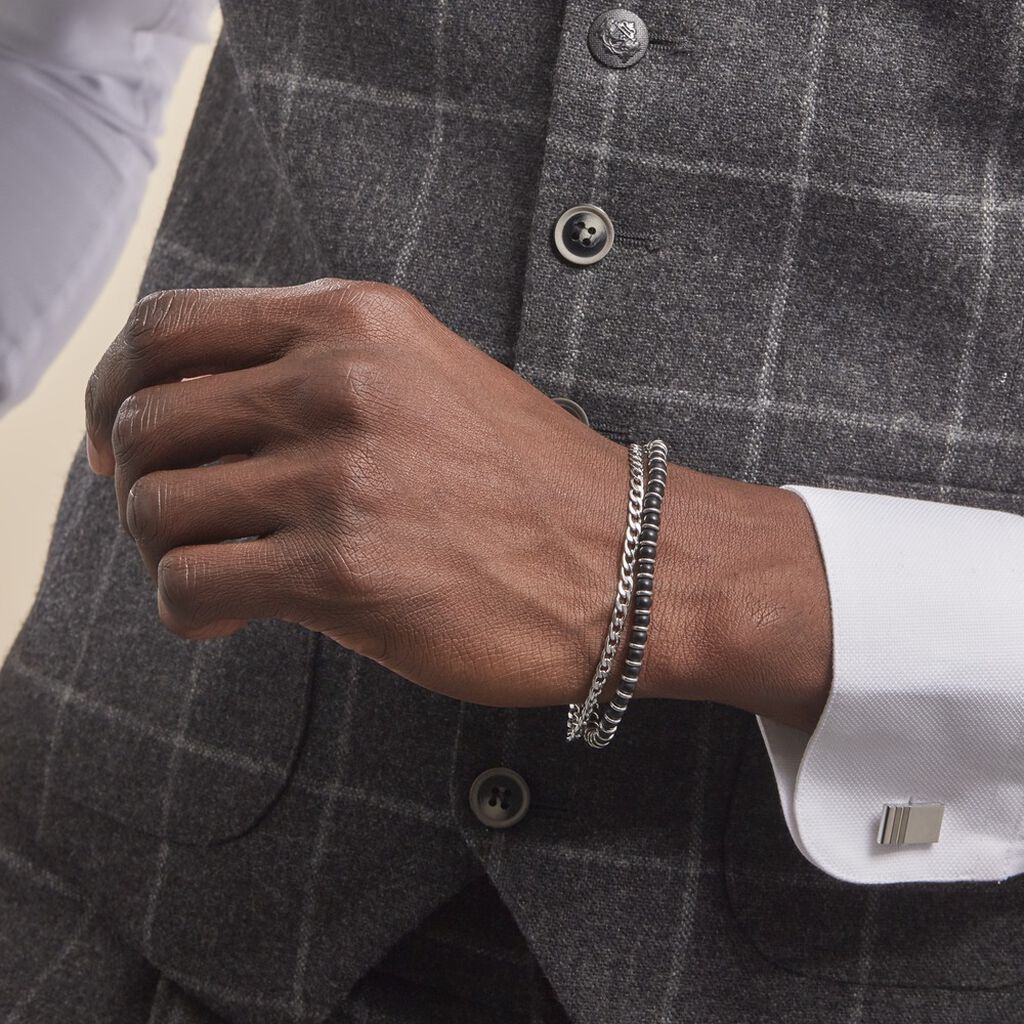 Bracelet Magalos Acier Blanc Onyx - Bracelets Homme | Histoire d’Or