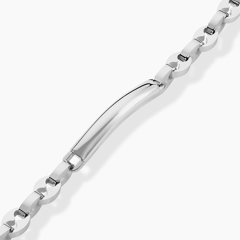 Bracelet Identit&eacute; Zion Acier Blanc - Gourmettes Homme | Histoire d&rsquo;Or