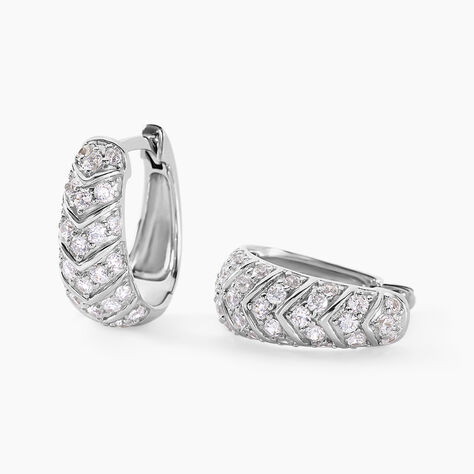 Cr&eacute;oles Tiwa Argent Blanc Oxyde De Zirconium - Boucles d'oreilles cr&eacute;oles Femme | Histoire d&rsquo;Or
