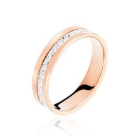 Alliance Fantaisie Diamantee Ruban Plat Or Bicolore