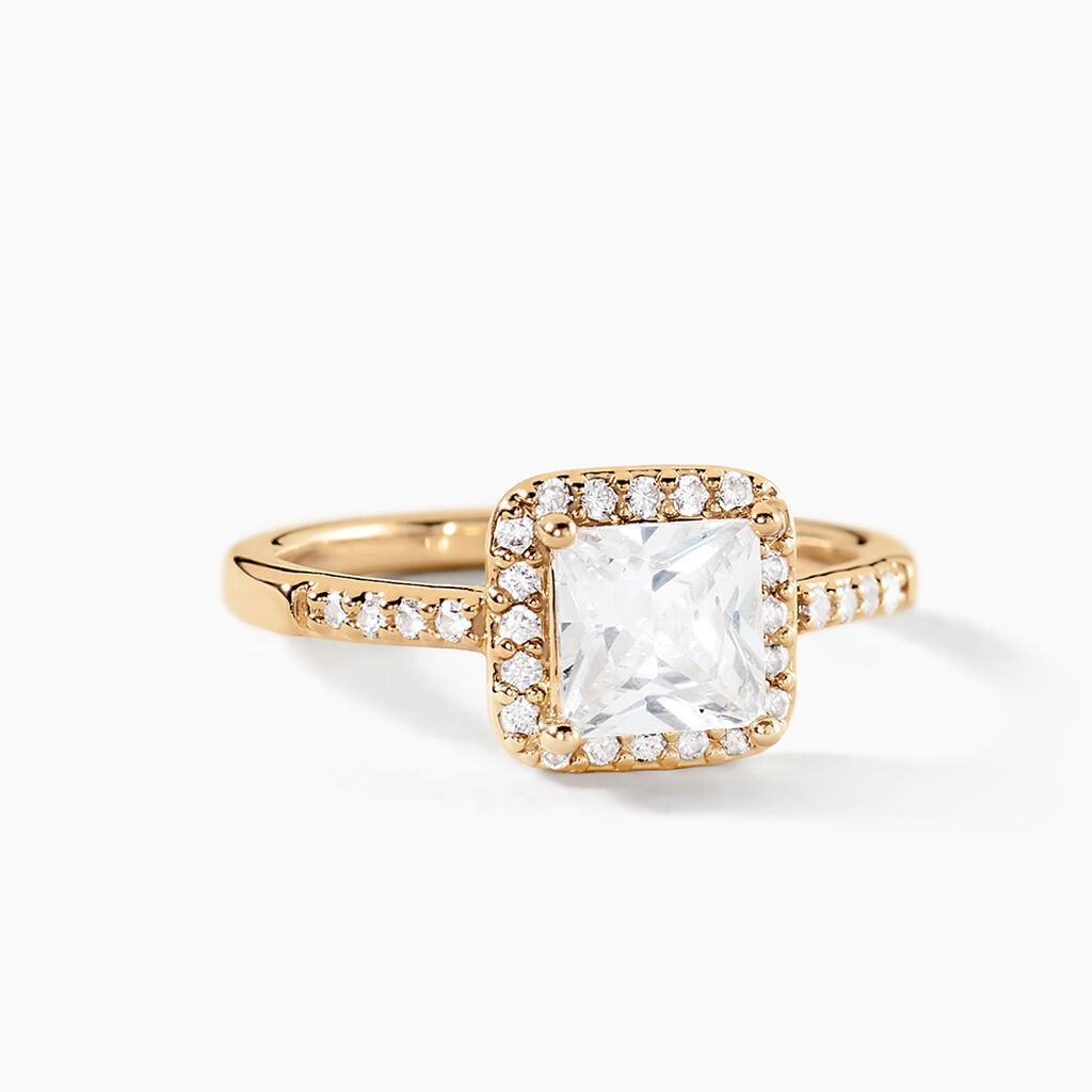 Bague Izabel Plaque Or Jaune Oxyde De Zirconium - Bagues avec pierre Femme | Histoire d’Or