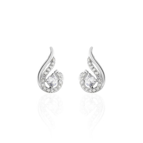 Boucles D'oreilles Puces Indian Drop Argent Blanc Oxyde De Zirconium - Boucles d'oreilles fantaisie Femme | Histoire d’Or