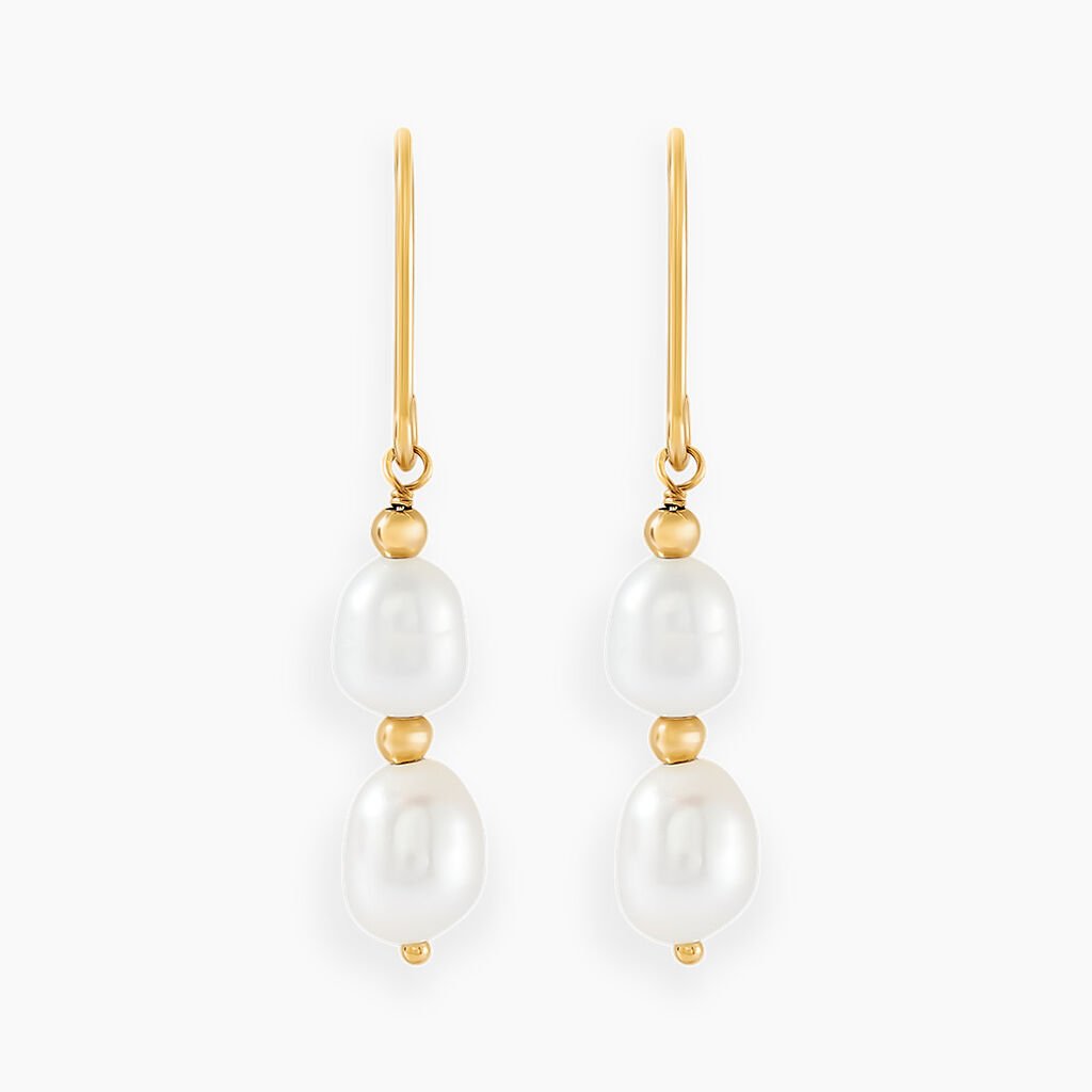 Boucles D'oreilles Pendantes Pearly Or Jaune Perle De Culture - Boucles d'oreilles pendantes Femme | Histoire d&rsquo;Or