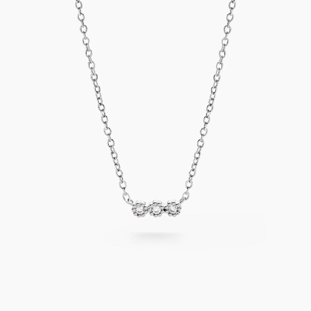 Collier Janys Argent Blanc Oxyde De Zirconium - Colliers fantaisie Femme | Histoire d’Or