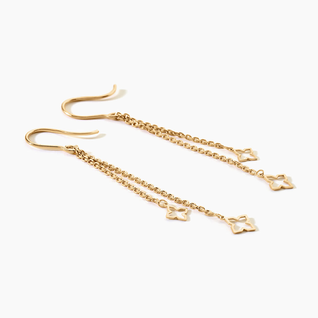 Boucles D'Oreilles Pendantes Narendra Argent Dor&eacute; A L'Or 750/1000 - Boucles d'oreilles pendantes Femme | Histoire d&rsquo;Or