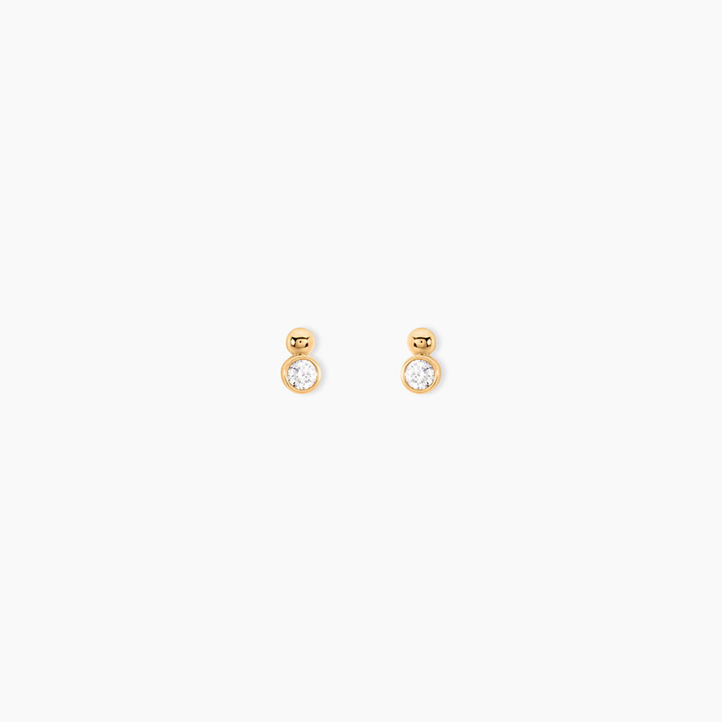 Boucles D'Oreilles Puces Aura Plaque Or Jaune Oxyde De Zirconium - Boucles d'oreilles fantaisie Femme | Histoire d&rsquo;Or