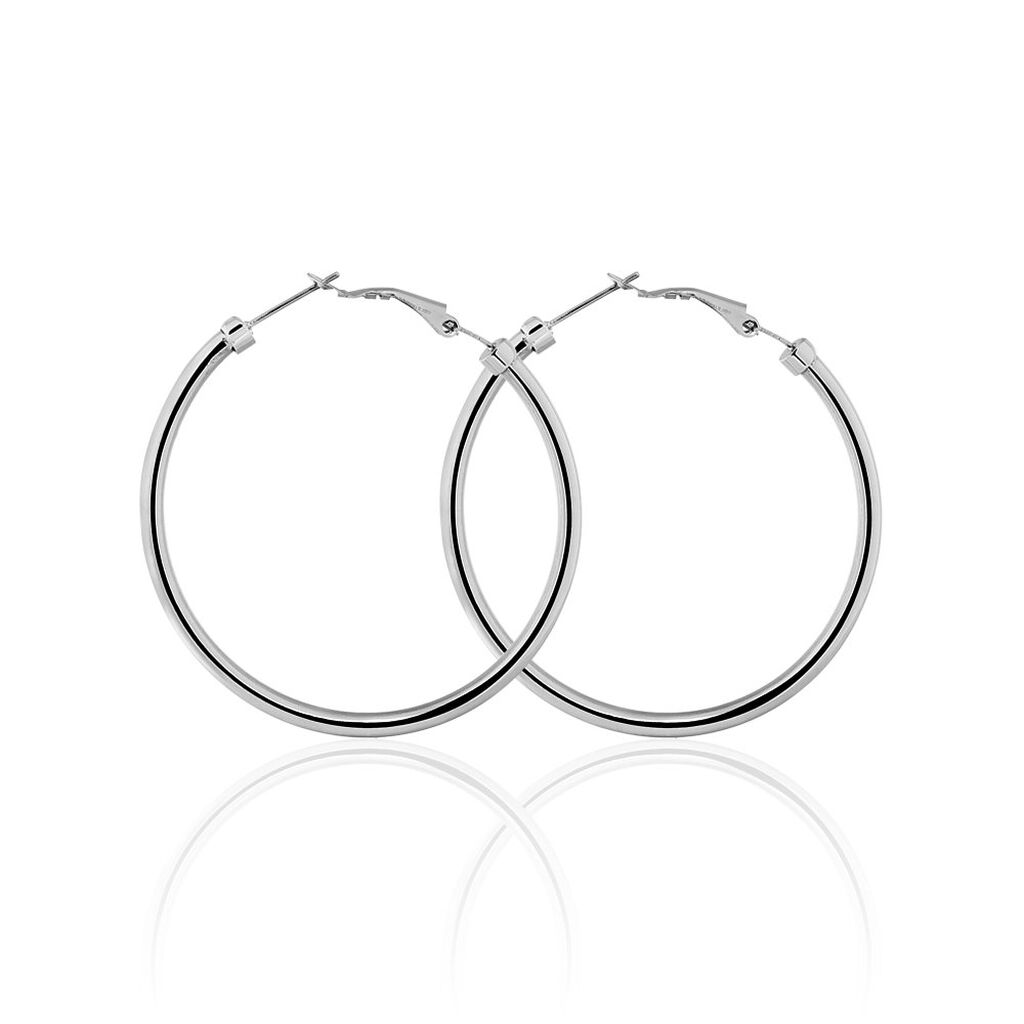 Créoles Carmeline Acier Blanc - Boucles d'oreilles créoles Femme | Histoire d’Or