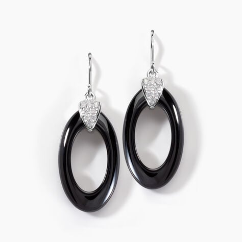 Boucles D'oreilles Pendantes Peer Argent Blanc Oxyde De Zirconium - Boucles d'oreilles fantaisie Femme | Histoire d’Or