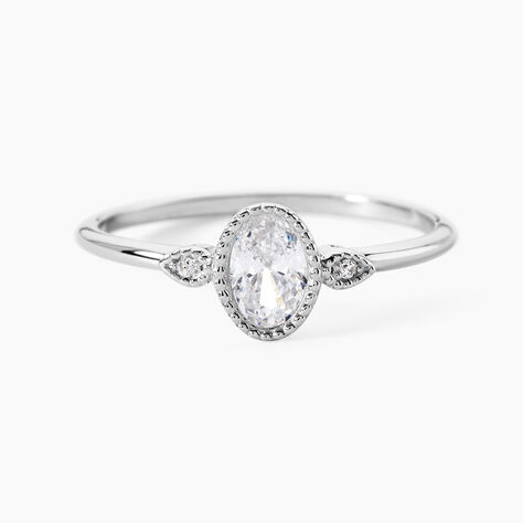 Bague Argent Blanc Afonso Oxyde De Zirconium - Bagues solitaires Femme | Histoire d&rsquo;Or
